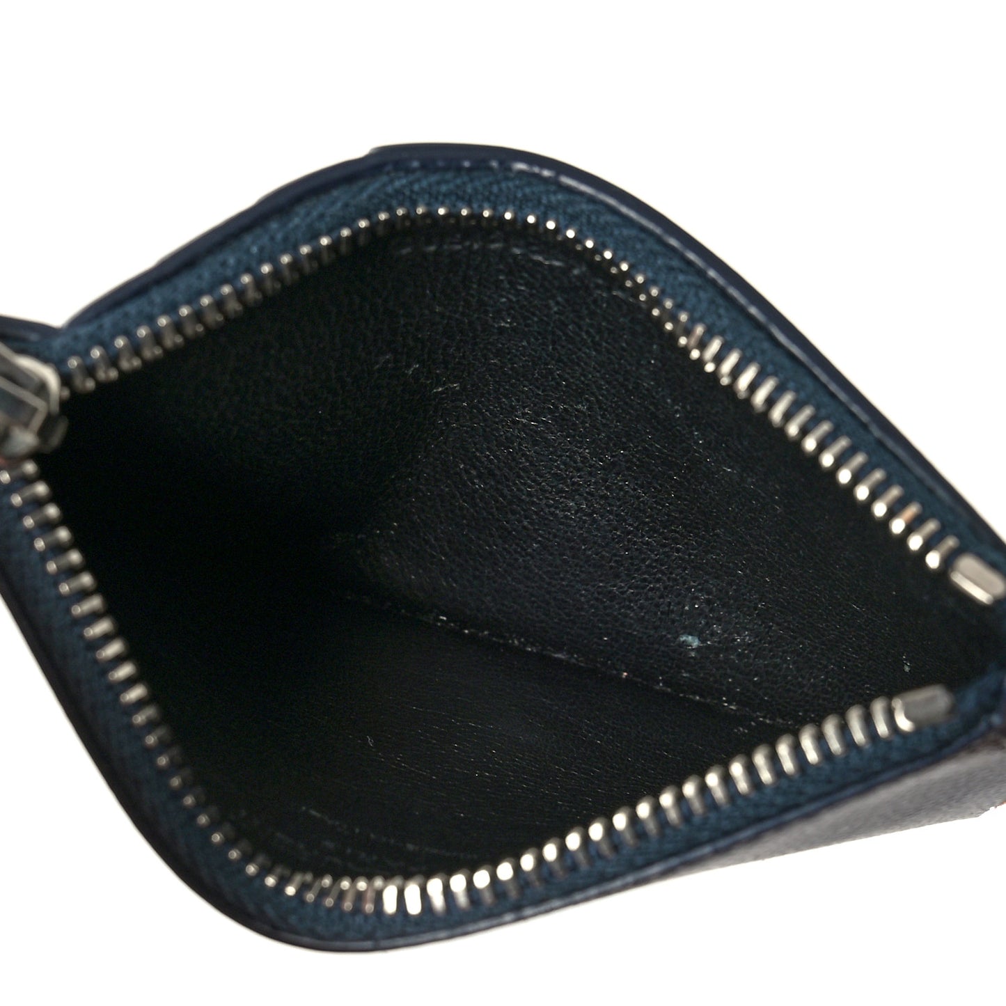 Grained Calfskin 5 Fragments Zip Pouch Card Holder Deep Marine
