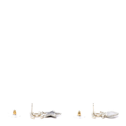 Chanel Crystal Enamel CC Star Heart Earrings Gold 4 of 5