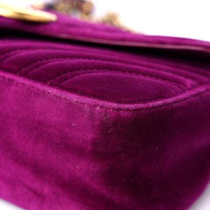 Gucci Velvet Matelasse Small GG Marmont Shoulder Bag Fuchsia Violet Cyclamen 9 of 18