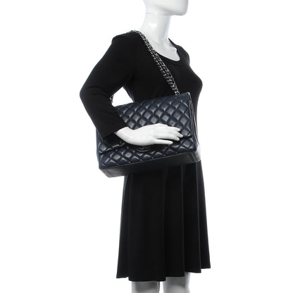 Chanel Caviar Quilted Maxi Double Flap Navy Blue 2 of 14