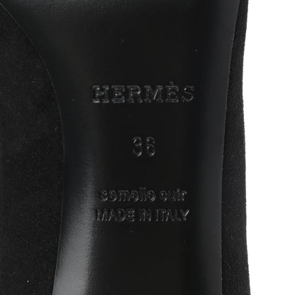 Hermes Suede Goatskin Blush 40 Pumps 36 Black 6 of 8