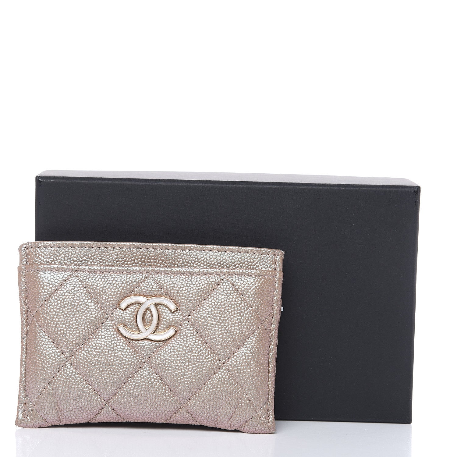 Chanel Iridescent Caviar Quilted Card Holder Beige 13 of 13