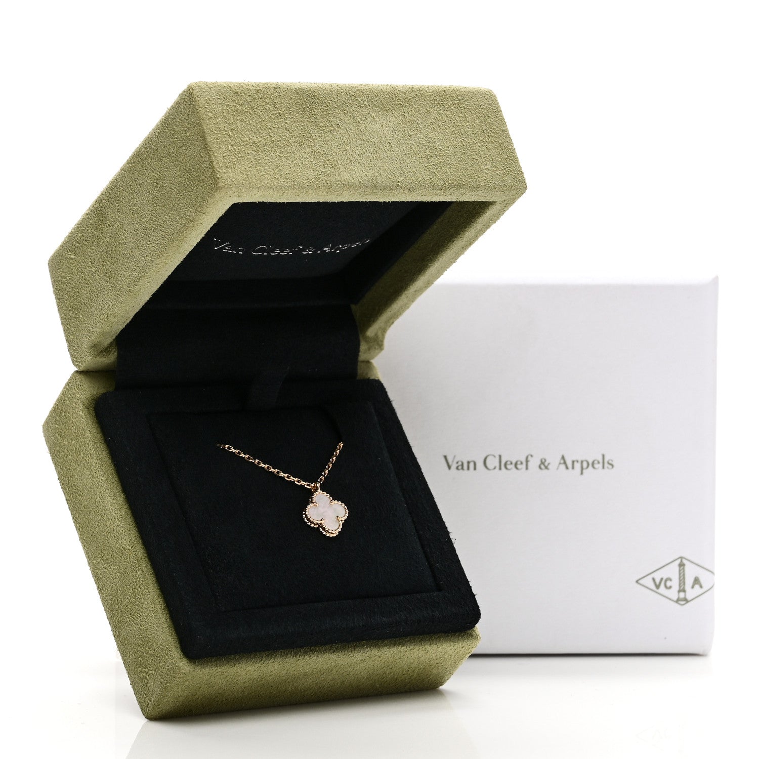 Van Cleef & Arpels 18K Yellow Gold Mother of Pearl Sweet Alhambra Pendant Necklace 6 of 6