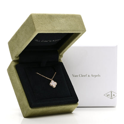 Van Cleef & Arpels 18K Yellow Gold Mother of Pearl Sweet Alhambra Pendant Necklace 6 of 6