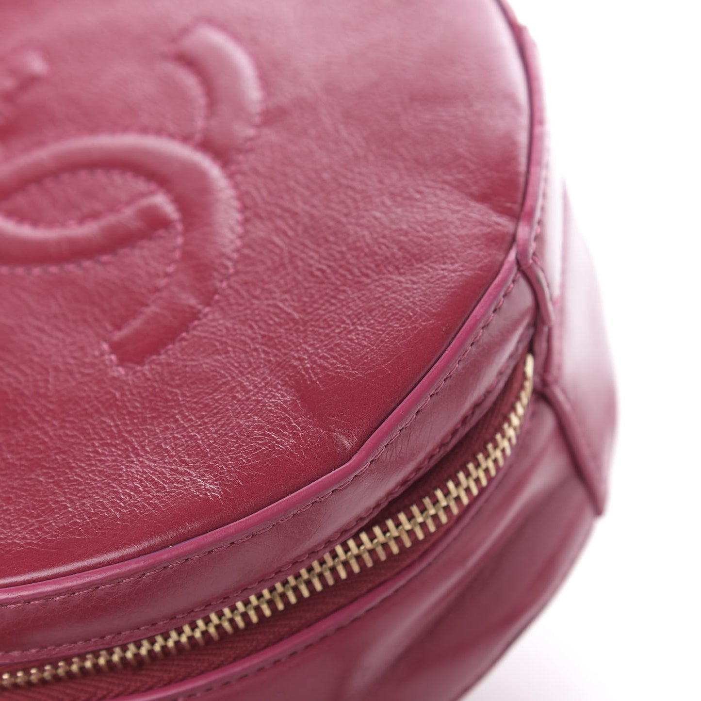 Glazed Calfskin Round As Earth Evening Bag Rouge