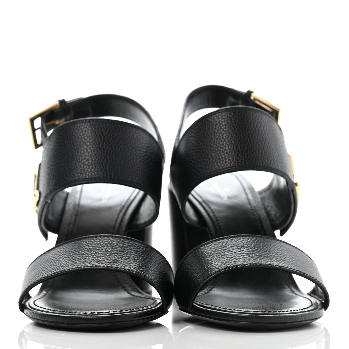 Grained Calfskin Horizon Sandals 40 Black