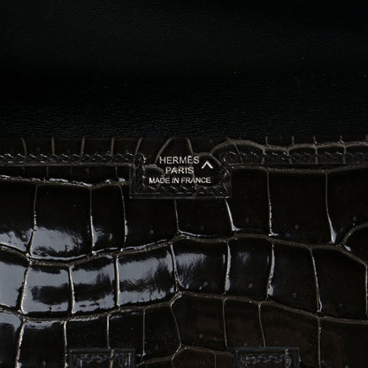 Hermes Shiny Porosus Crocodile Jige Elan 29 Clutch Graphite 6 of 9