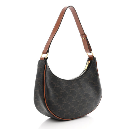 Celine Triomphe Canvas Calfskin Ava Shoulder Bag Tan 3 of 14