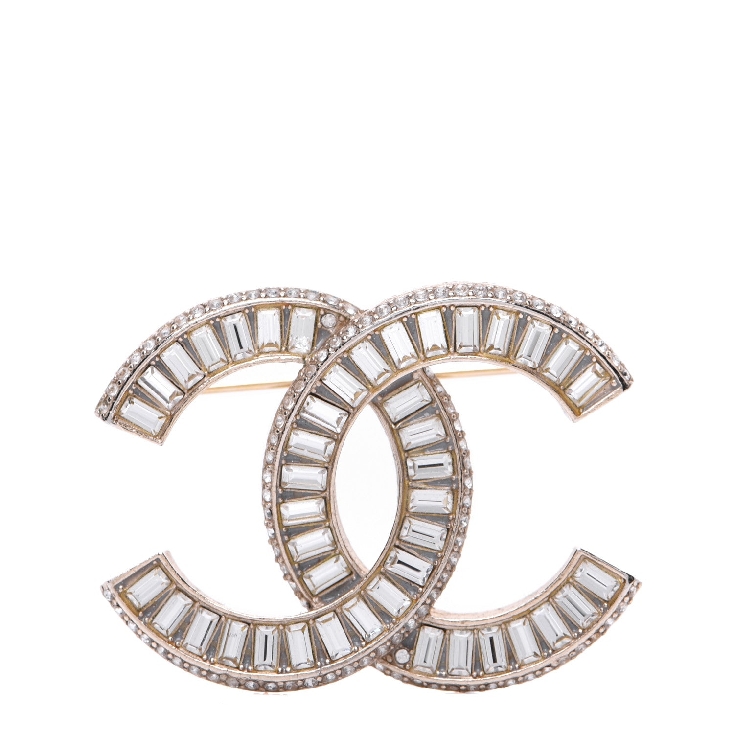 Chanel Baguette Crystal CC Brooch Gold 1 of 8