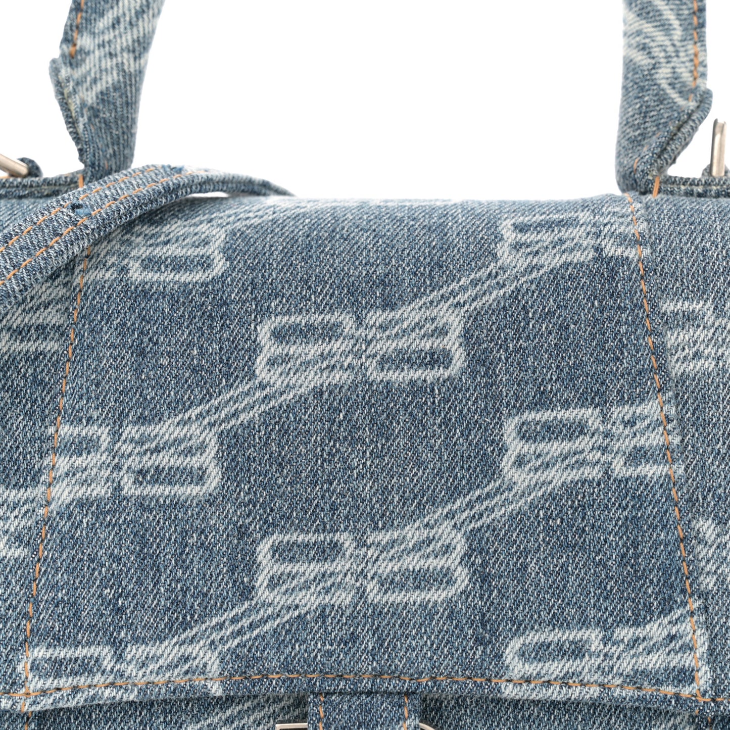 Denim BB Monogram Small Hourglass Top Handle Bag Blue