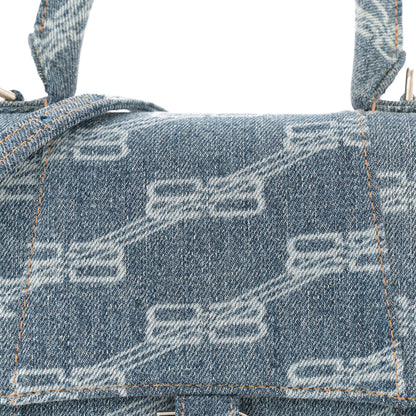 Balenciaga Denim BB Monogram Small Hourglass Top Handle Bag Blue 8 of 11