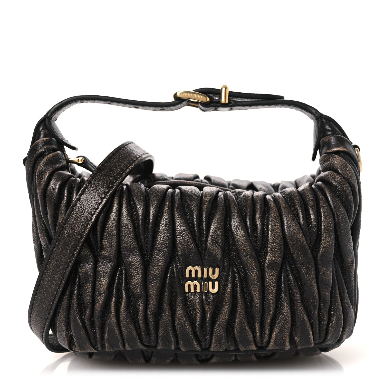 Miu Miu Nappa Matelasse Pouch Sand Coffee 1 of 9