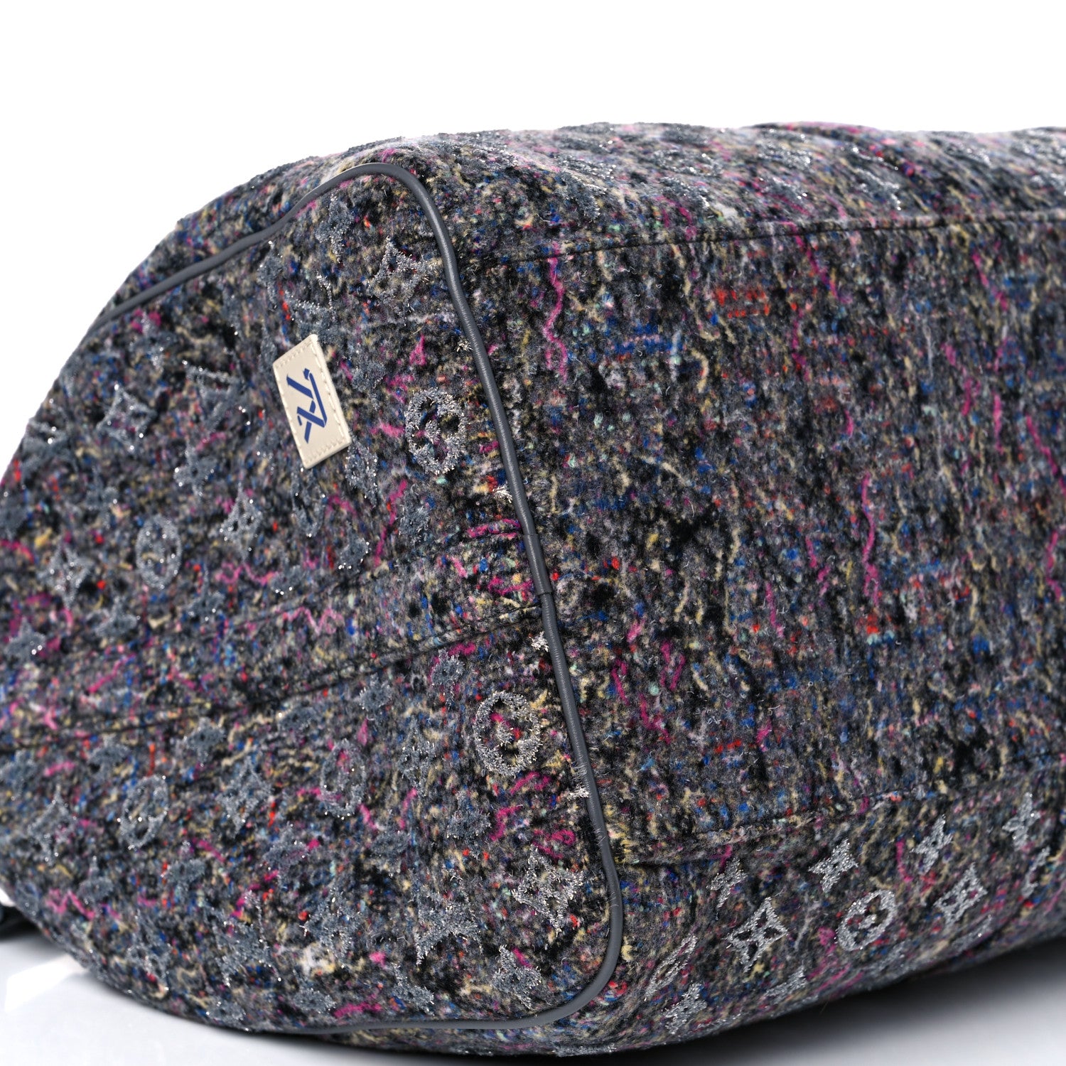 Louis Vuitton Wool Cotton Monogram Jacquard Embroidered LV Felt Keepall Bandouliere 50 Gris 7 of 11