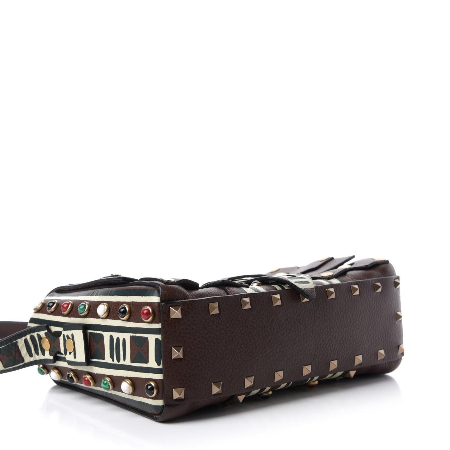Calfskin Tribal Rockstud Shoulder Bag Rubin