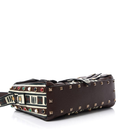 Valentino Garavani Calfskin Tribal Rockstud Shoulder Bag Rubin 4 of 9