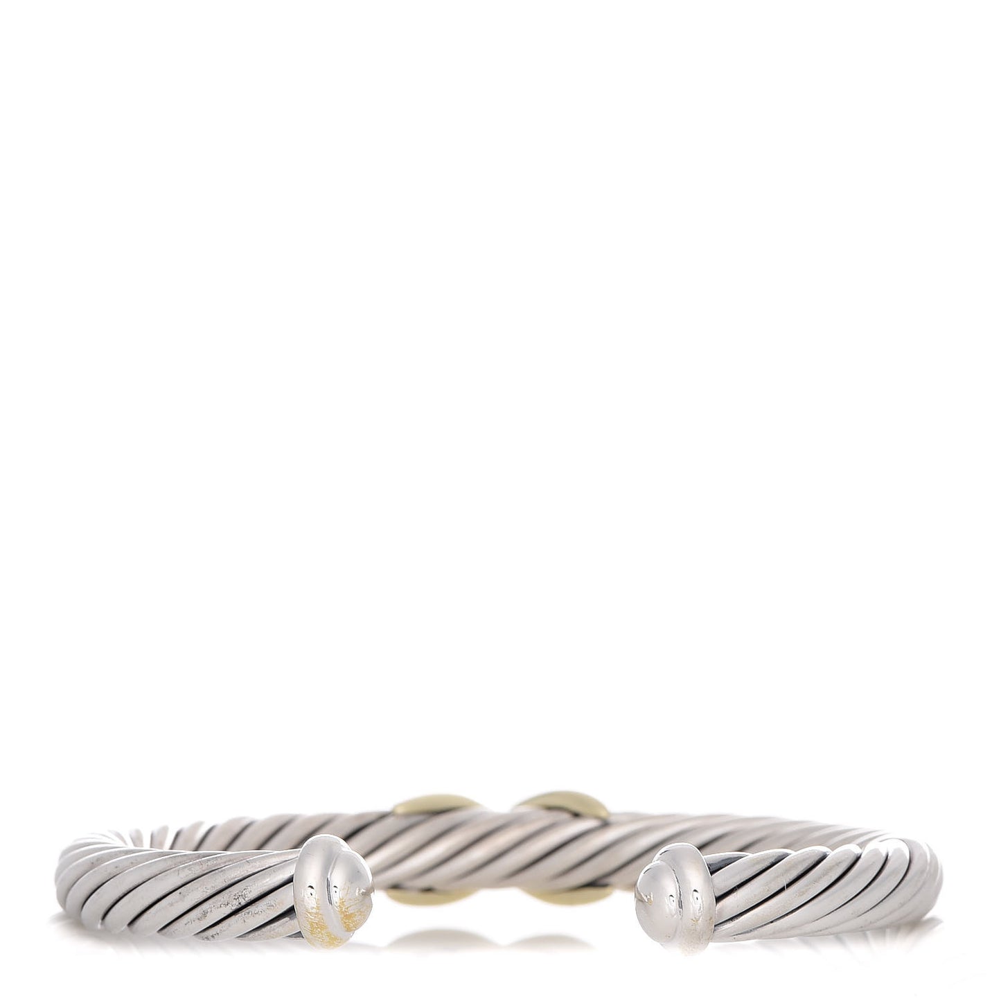 Sterling Silver 14K Yellow Gold 7mm X Station Cable Bracelet