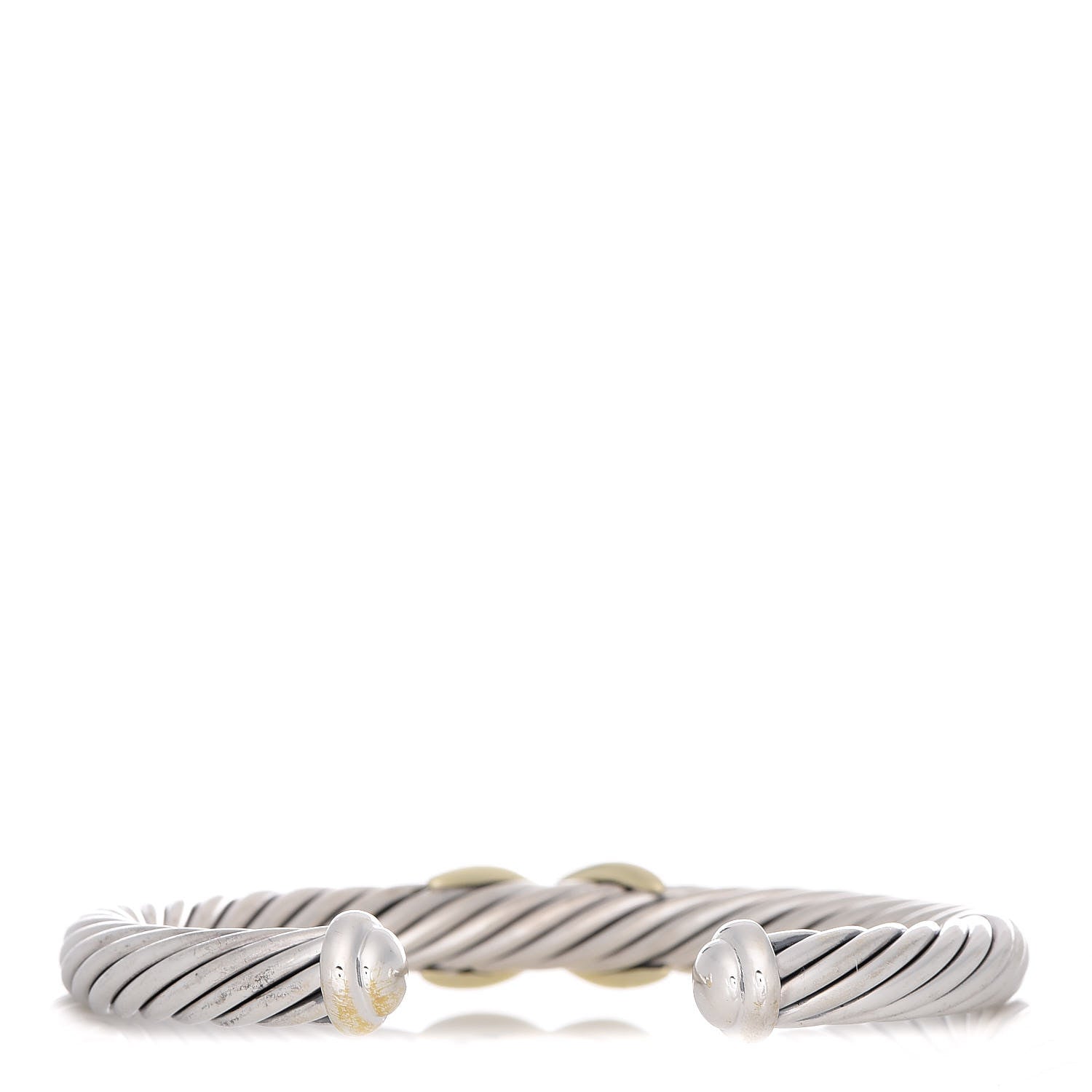 David Yurman Sterling Silver 14K Yellow Gold 7mm X Station Cable Bracelet 3 of 5