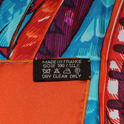 Hermes Silk Mexique Scarf 90 Orange 5 of 5