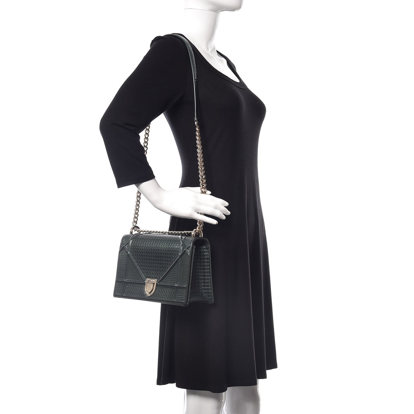 Metallic Patent Micro-Cannage Medium Diorama Flap Bag Malachite Green