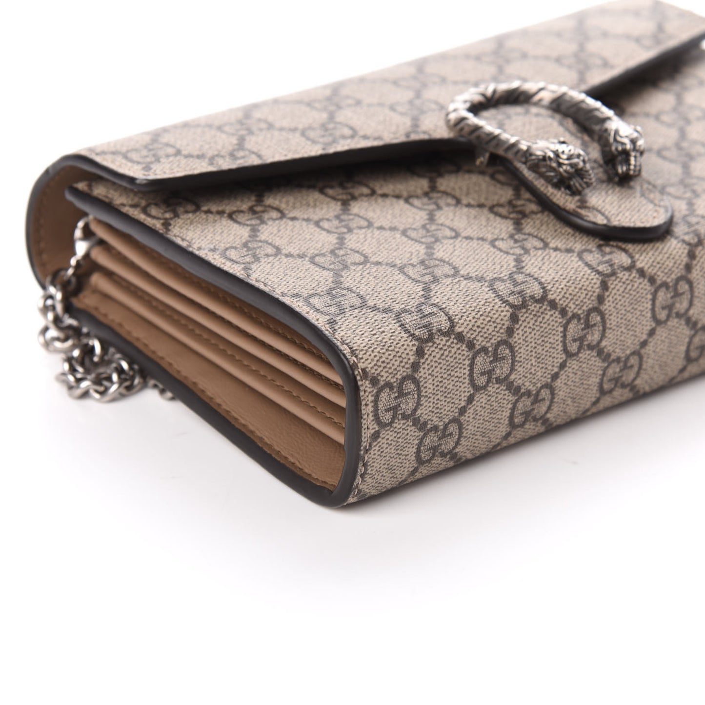 GG Supreme Monogram Mini Dionysus Chain Wallet Beige Taupe