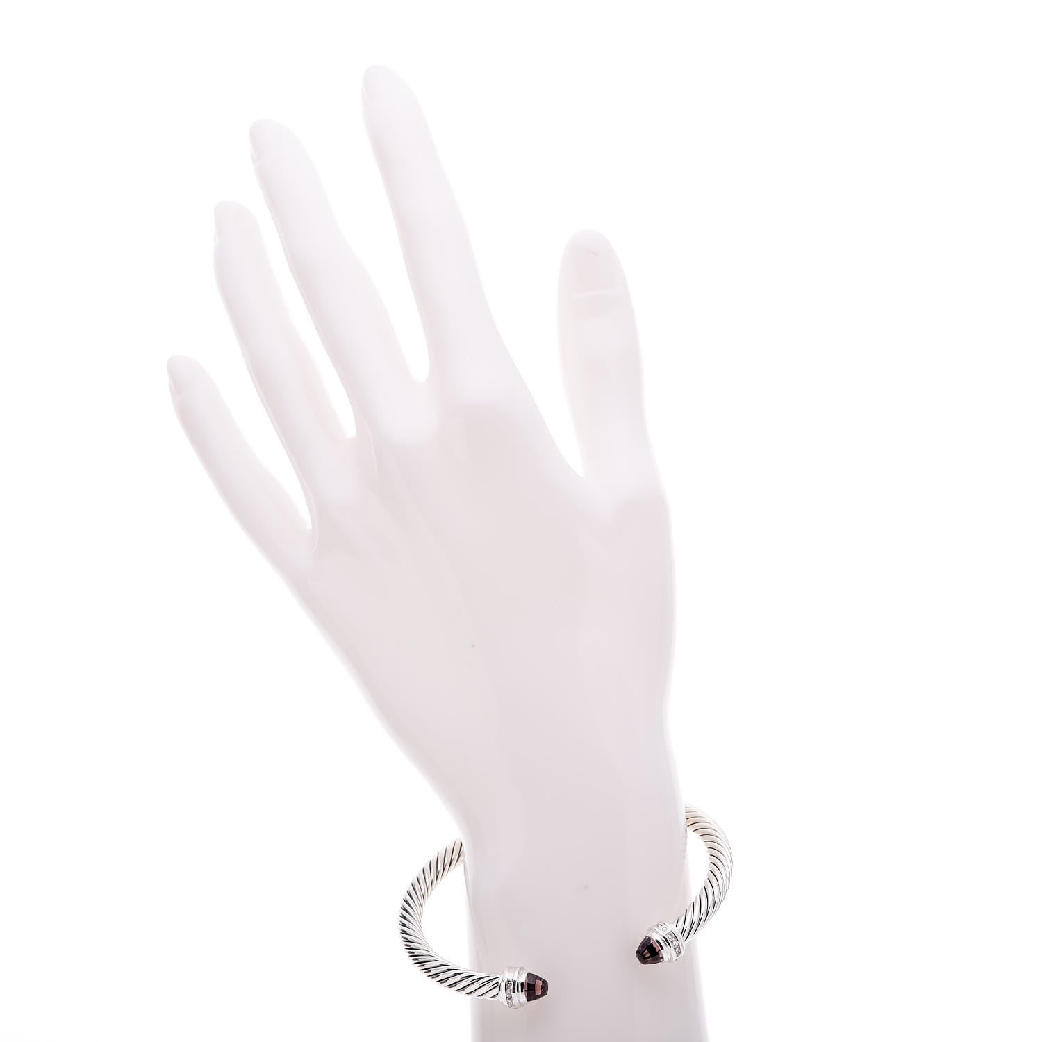 David Yurman Sterling Silver Diamond Tourmaline 5mm Cable Classics Bracelet 2 of 6