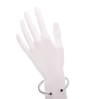 David Yurman Sterling Silver Diamond Tourmaline 5mm Cable Classics Bracelet 2 of 6