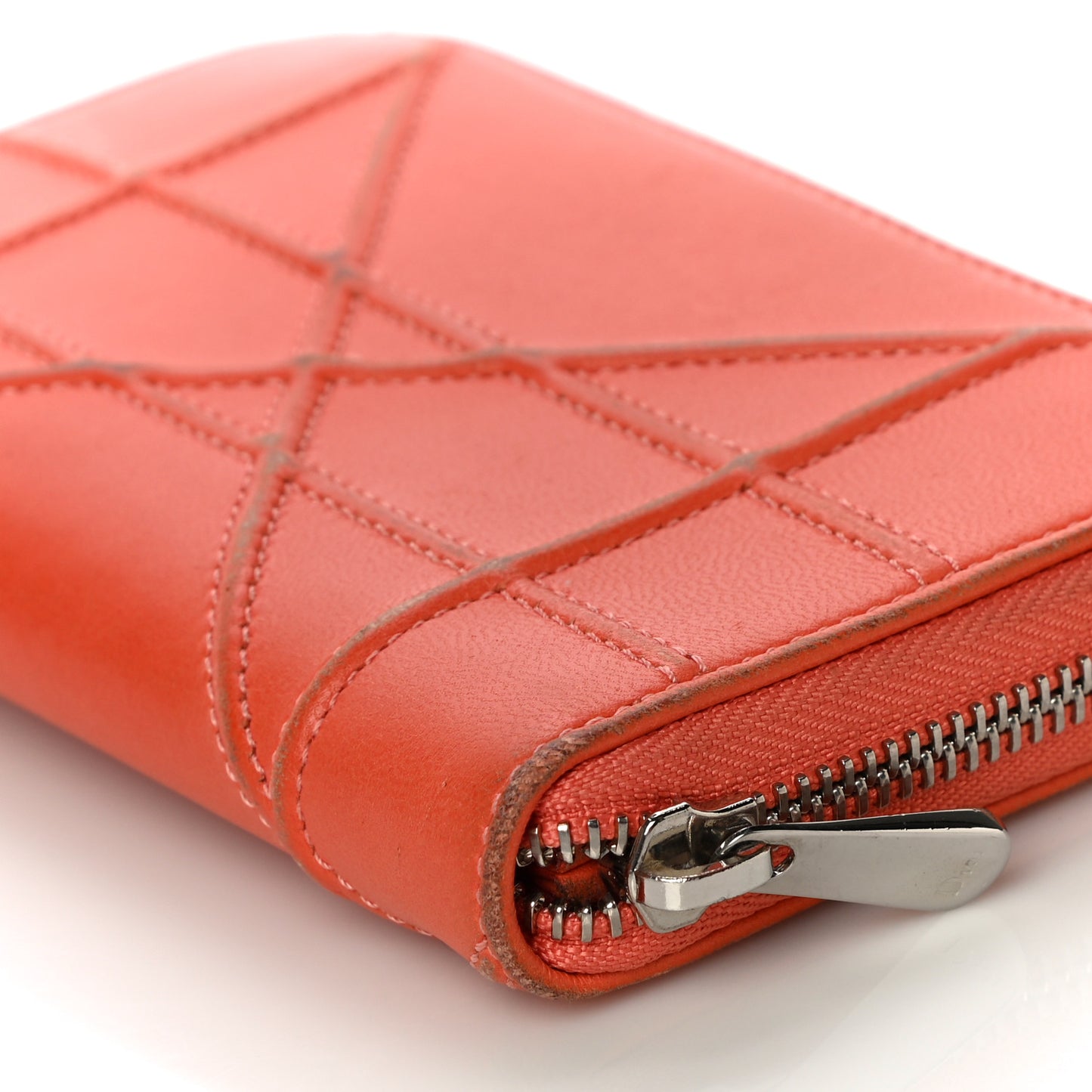 Calfskin Cannage Medium Diorama Voyageur Wallet Orange