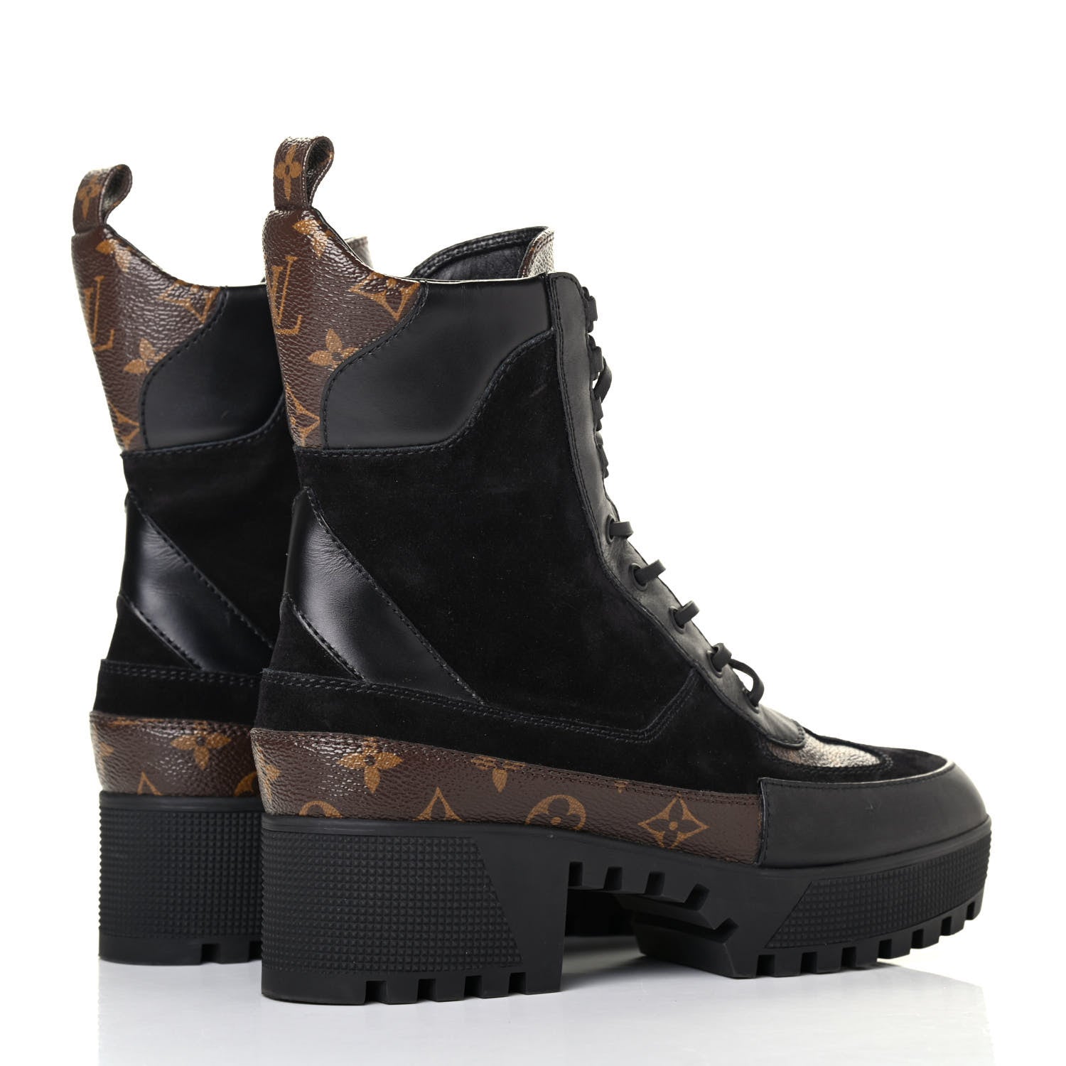 Louis Vuitton Suede Calfskin Monogram Laureate Platform Desert Boots 39.5 Black 3 of 4