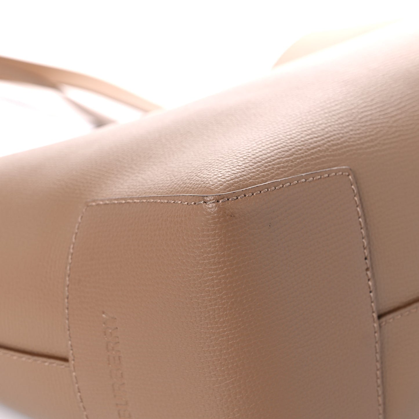Calfskin TB Motif Embossed Medium Tote Camel