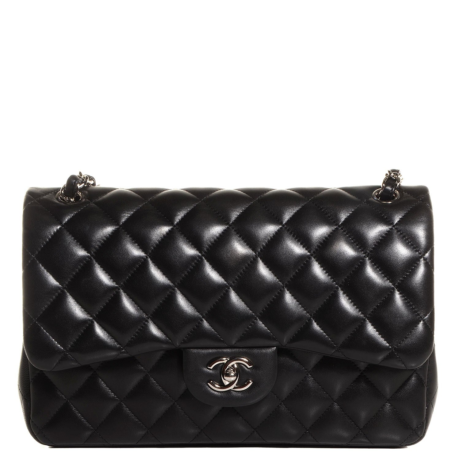 Chanel Lambskin Quilted Jumbo Double Flap Black 1 of 9