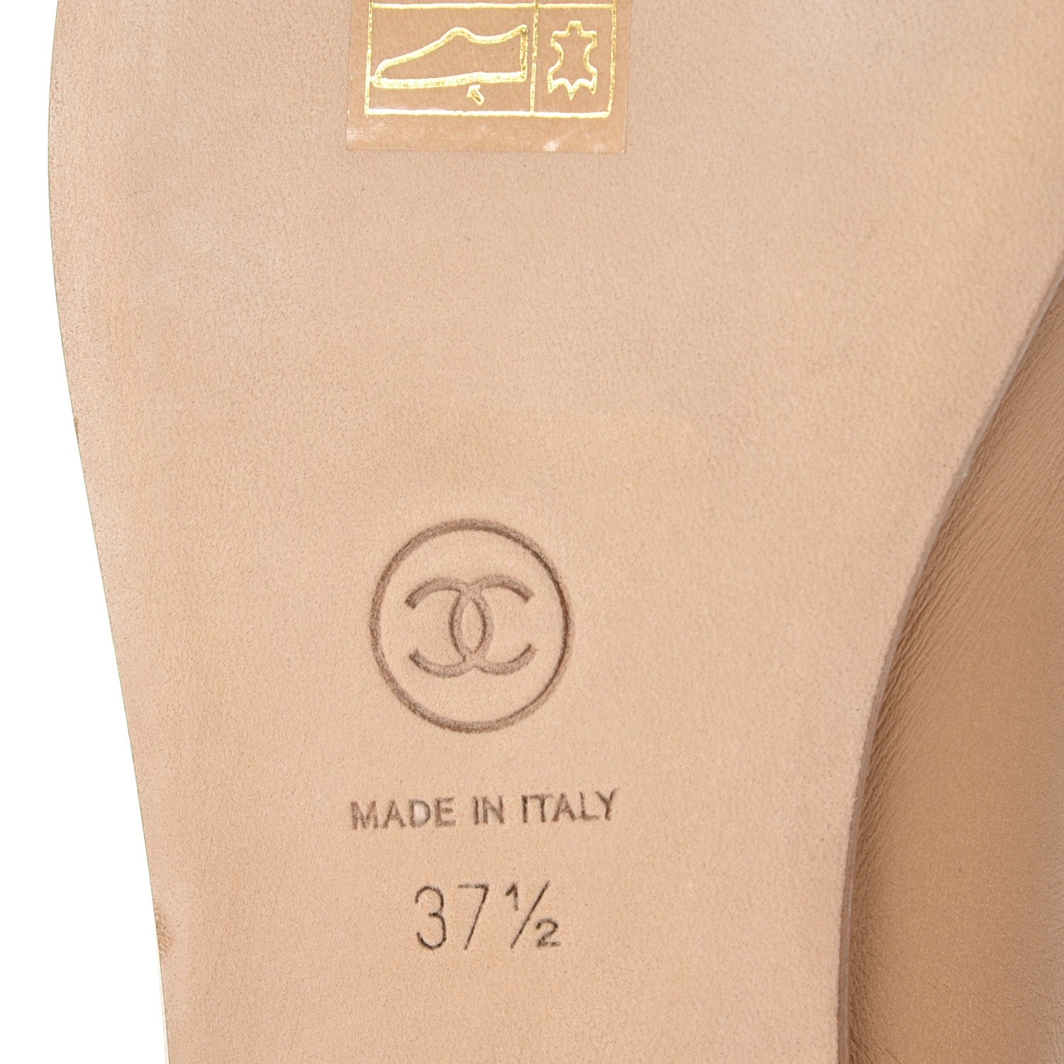 Chanel Lambskin Cap Toe CC Ballerina Flats 37.5 Dark Beige 6 of 14