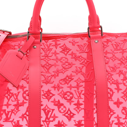 Louis Vuitton Monogram Fluo See Through Keepall Bandouliere 50 Rose 7 of 9