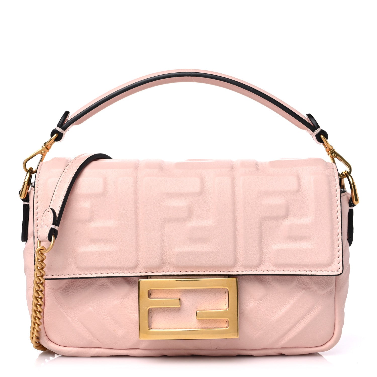 Fendi Nappa FF 1974 Embossed Mini Baguette Rosa Quarzo 1 of 13