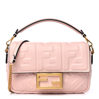Fendi Nappa FF 1974 Embossed Mini Baguette Rosa Quarzo 1 of 13