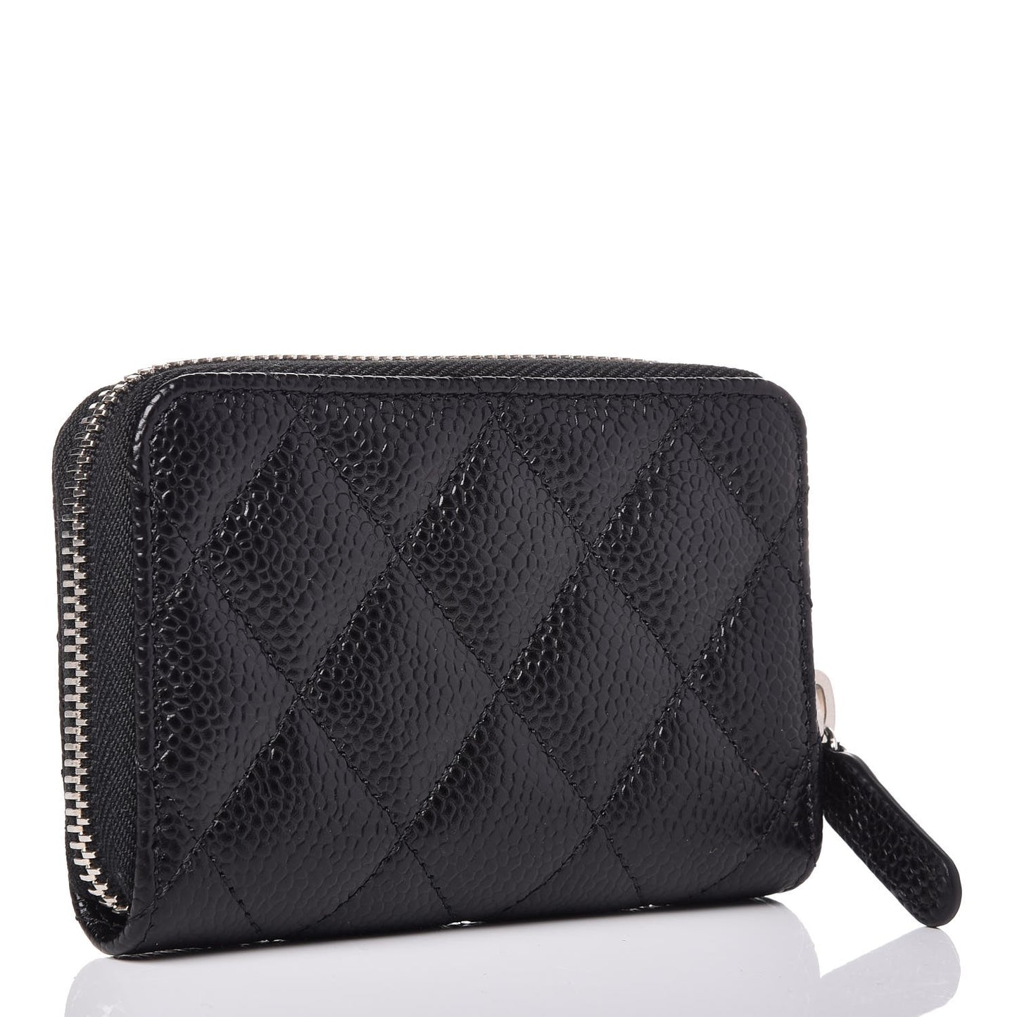 Caviar Quilted Zip Coin Purse Black