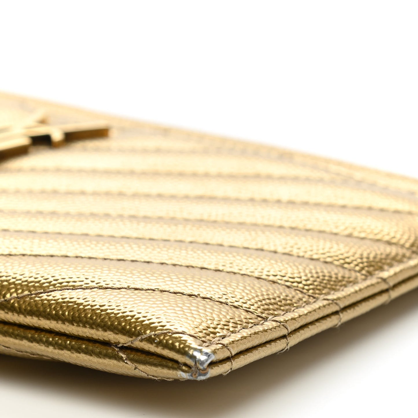 Iridescent Grain De Poudre Matelasse Chevron Monogram Bill Pouch Gold