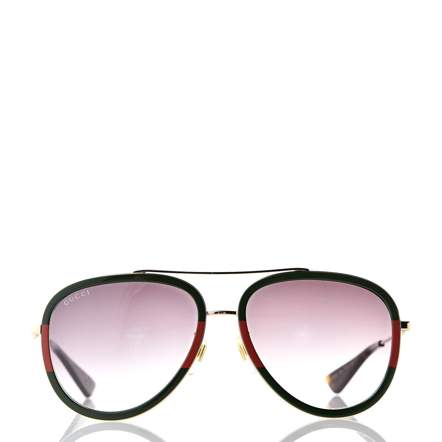 Gucci Web Aviator Sunglasses GG0062S Green Red 2 of 7