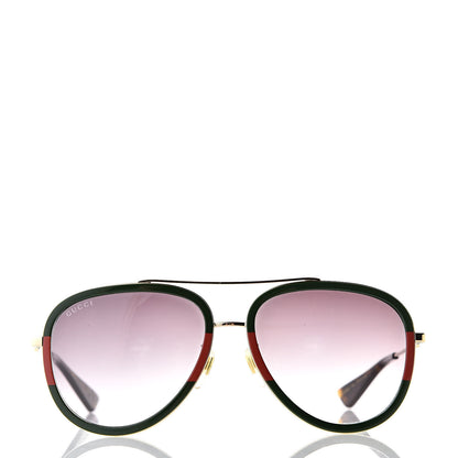 Gucci Web Aviator Sunglasses GG0062S Green Red 2 of 7