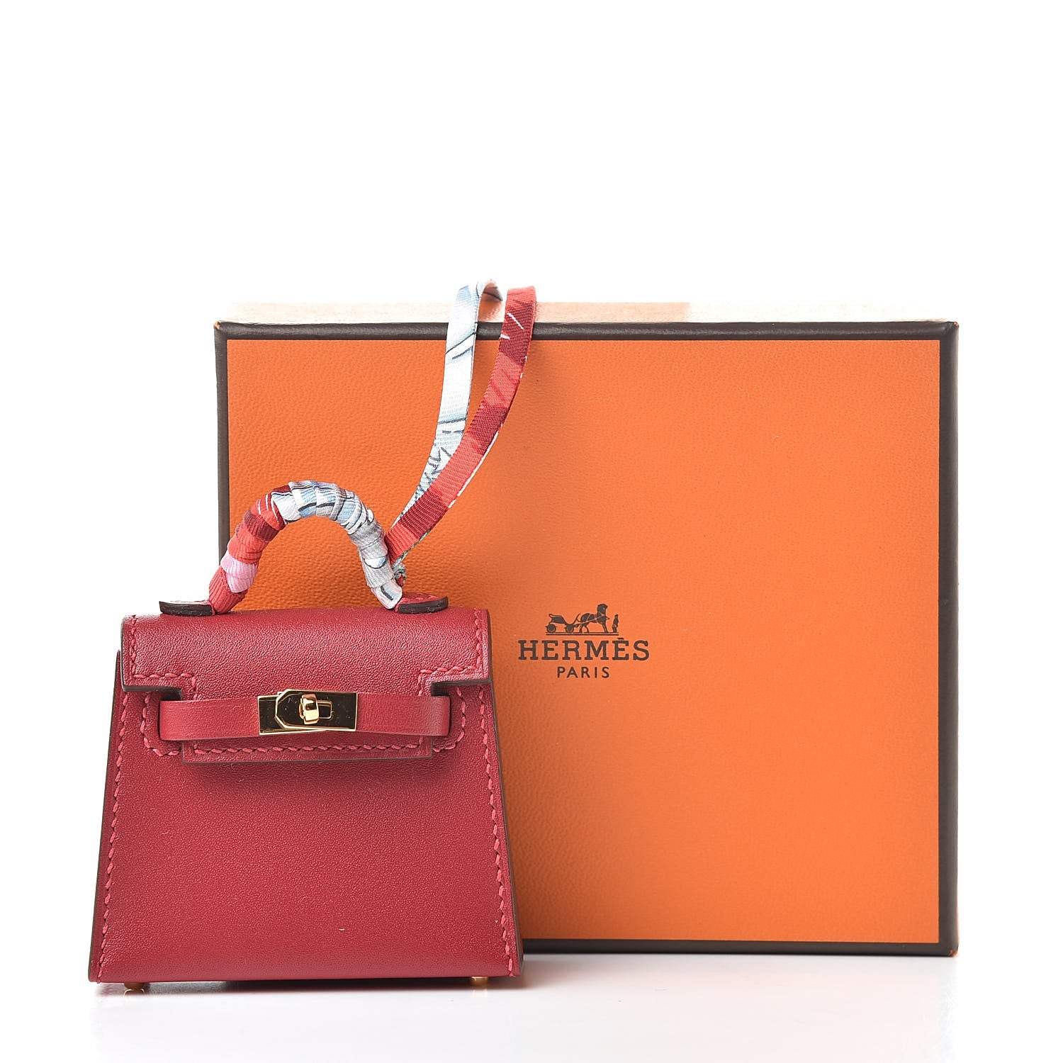 Hermes Tadelakt Mini Kelly Twilly Bag Charm Rouge Vif 6 of 6