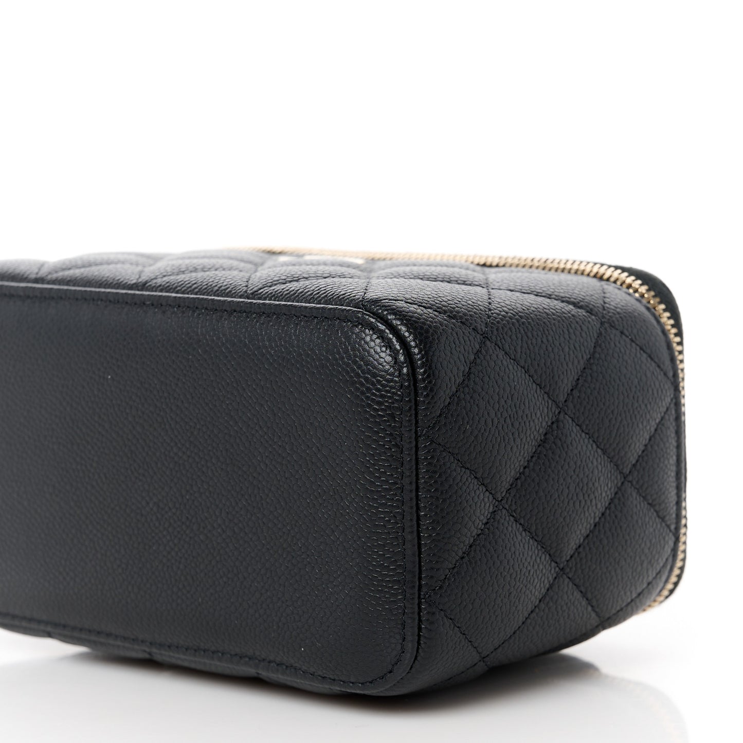 Caviar Quilted Small Vanity Case With Chain Black