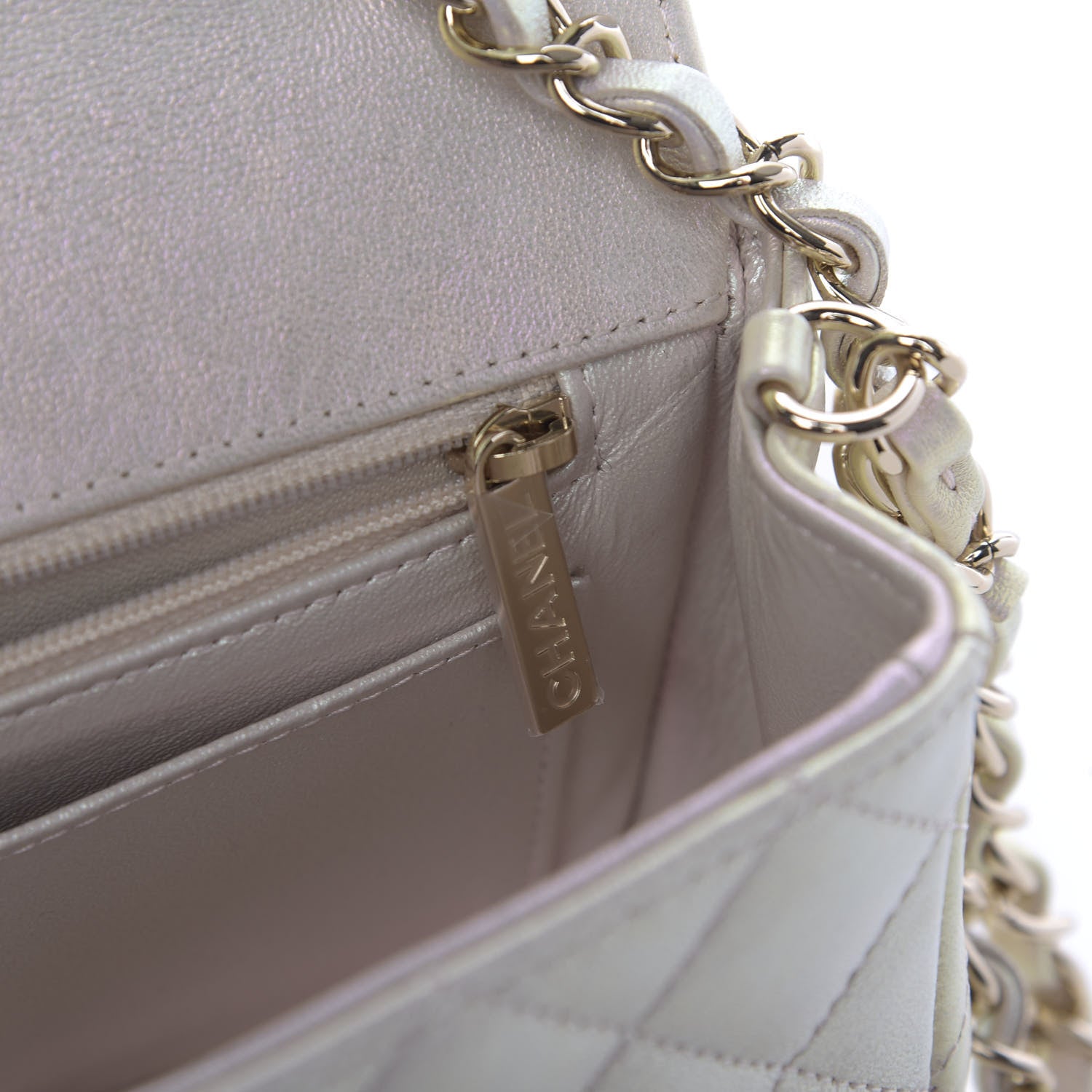 Chanel Iridescent Lambskin Quilted Mini Rectangular Flap Ivory 10 of 12