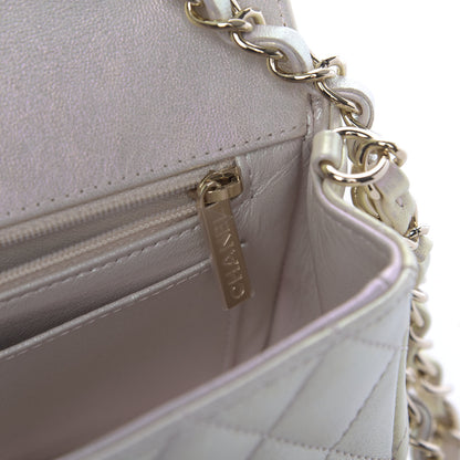 Chanel Iridescent Lambskin Quilted Mini Rectangular Flap Ivory 10 of 12
