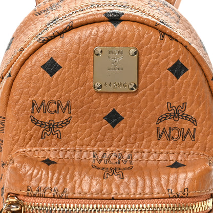 MCM Visetos Side Stud X-Mini Stark Bebe Boo Backpack Cognac 7 of 9