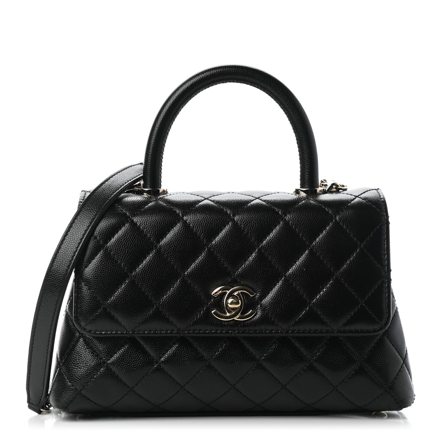 Caviar Quilted Mini Coco Handle Flap Black