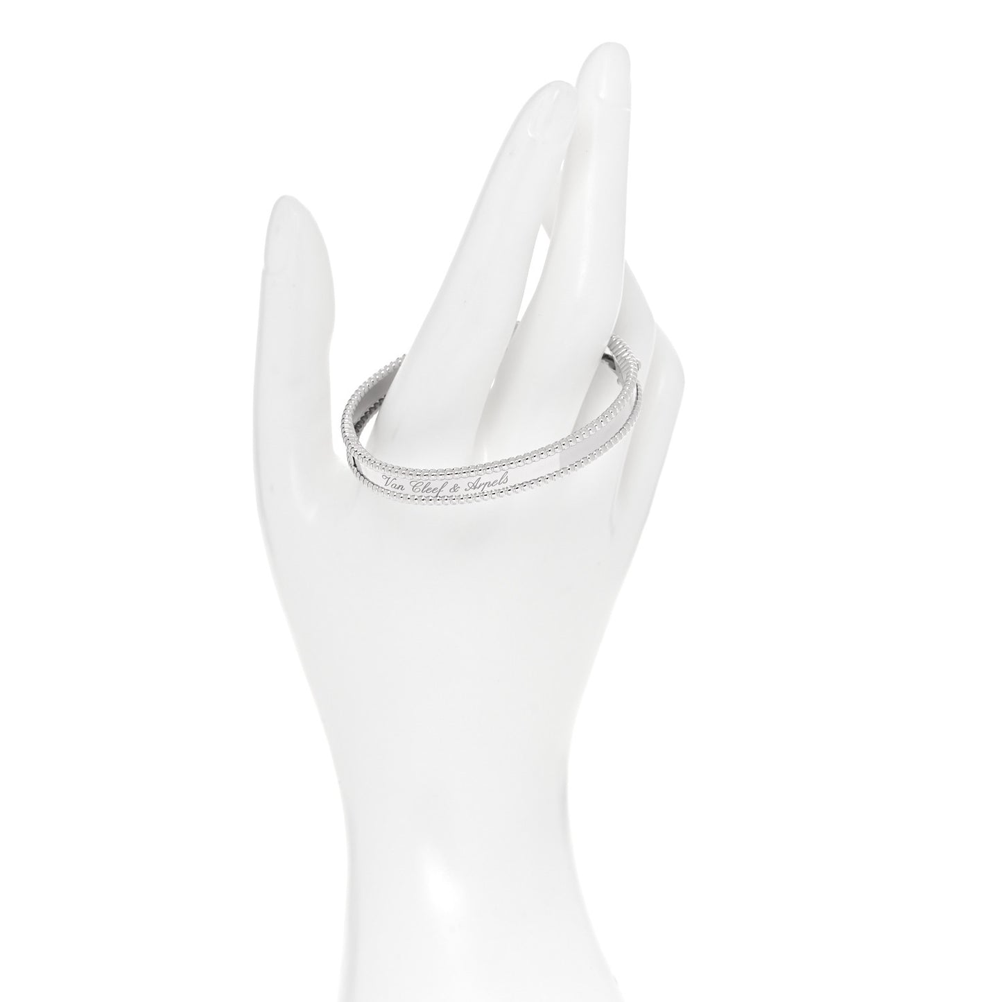 18K White Gold Perlee Signature Bangle Bracelet S