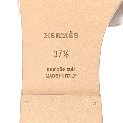 Hermes Box Calfskin Oran Sandals 37.5 Beige Mastic 8 of 10