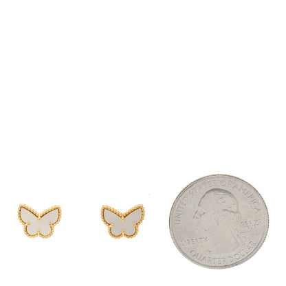 Van Cleef & Arpels 18K Yellow Gold Mother of Pearl Sweet Alhambra Butterfly Earrings 2 of 5