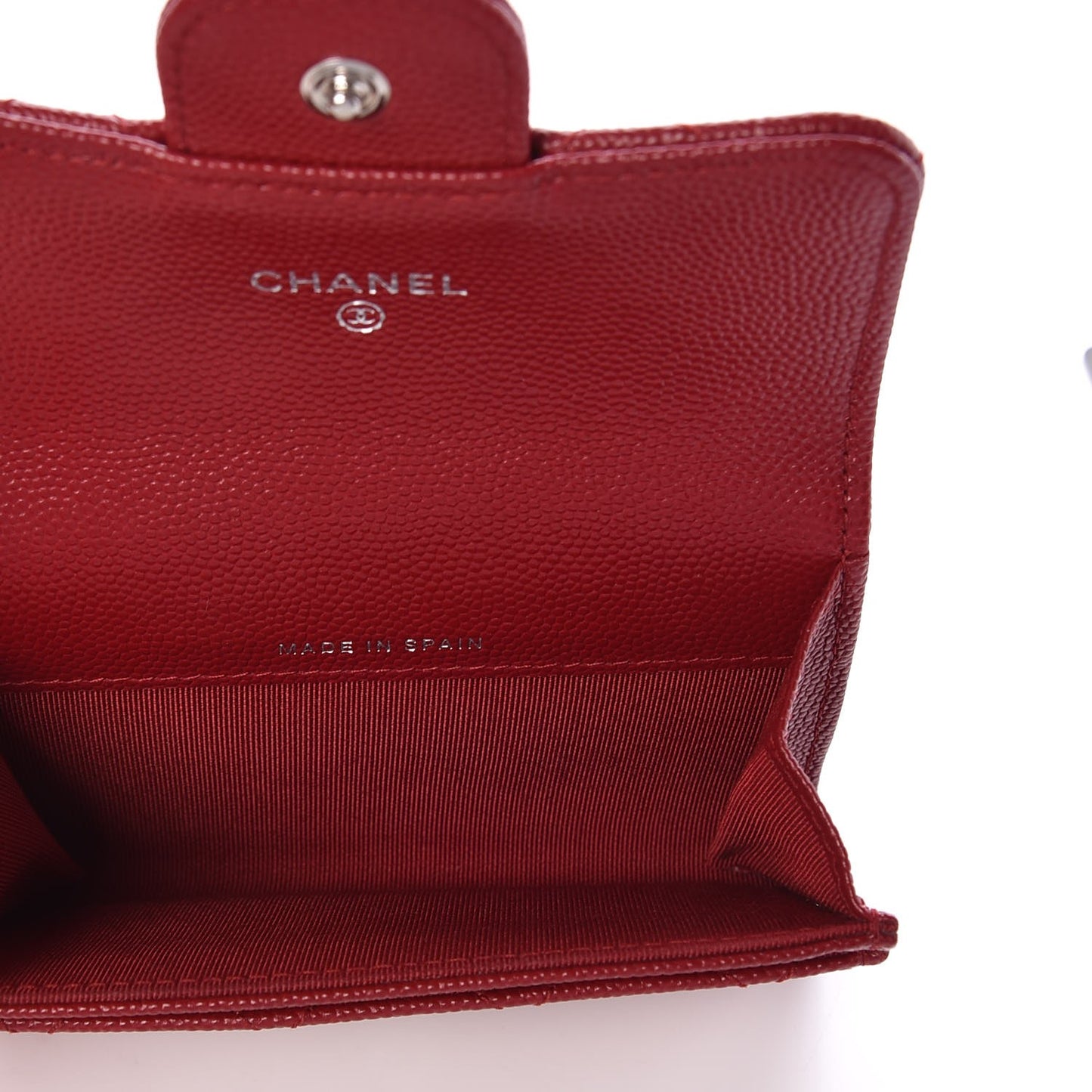 Caviar Quilted Flap Card Holder Dark Red