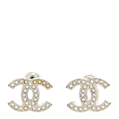 Chanel Crystal Timeless CC Earrings Silver 1 of 10