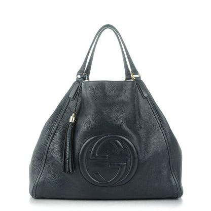 Gucci Pebbled Calfskin Large Soho Shoulder Bag Blue 1 of 11